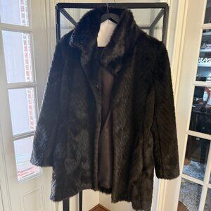 ELLEN TRACY Espresso colored Faux Mink Fur Coat  Size Medium